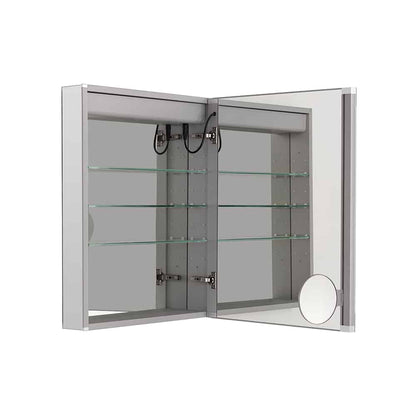 Aquadom Royale Basic Q 24" x 30" Rectangular Single View Right-Hinged Recessed or Surface Mount Medicine Cabinet With LED Lighting, Touch Screen Button, Dimmer