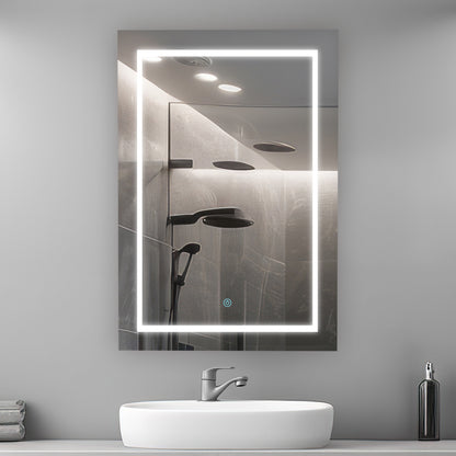 Aquadom Royale Basic Q 24" x 30" Rectangular Single View Right-Hinged Recessed or Surface Mount Medicine Cabinet With LED Lighting, Touch Screen Button, Dimmer