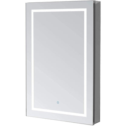 Aquadom Royale Plus 24" x 30" Extra Depth Rectangular Recessed or Surface Mount Single View Right Hinged LED Lighted Bathroom Medicine Cabinet With Defogger, Electrical Outlet, Magnifying Mirror