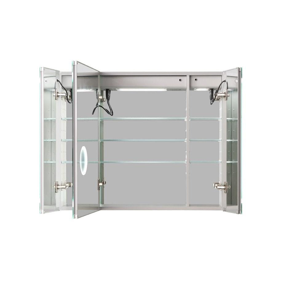 Aquadom Royale Plus 36" x 30" LED Lighted Medicine Cabinet With Defogger, Integrated LED 3X Magnifying Mirror and Electrical Outlet With USB