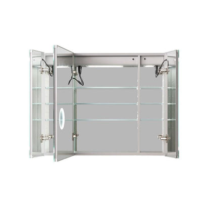 Aquadom Royale Plus 36" x 30" LED Lighted Medicine Cabinet With Defogger, Integrated LED 3X Magnifying Mirror and Electrical Outlet With USB