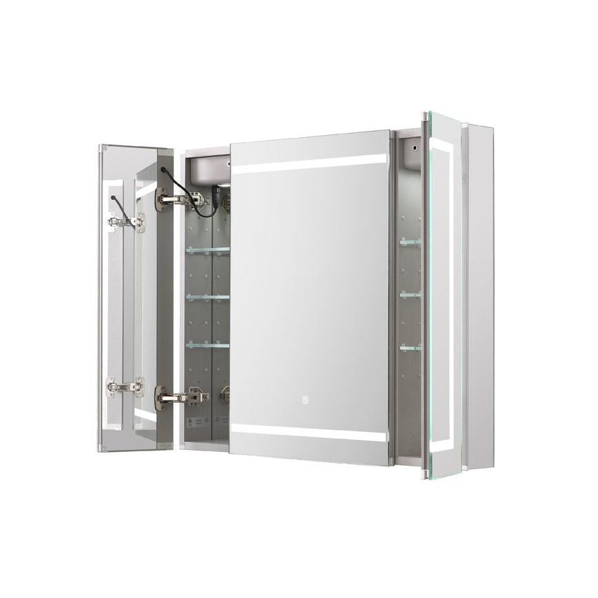 Aquadom Royale Plus 36" x 30" LED Lighted Medicine Cabinet With Defogger, Integrated LED 3X Magnifying Mirror and Electrical Outlet With USB