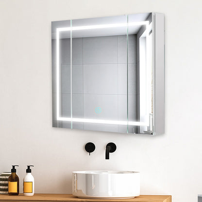 Aquadom Royale Plus 36" x 30" LED Lighted Medicine Cabinet With Defogger, Integrated LED 3X Magnifying Mirror and Electrical Outlet With USB