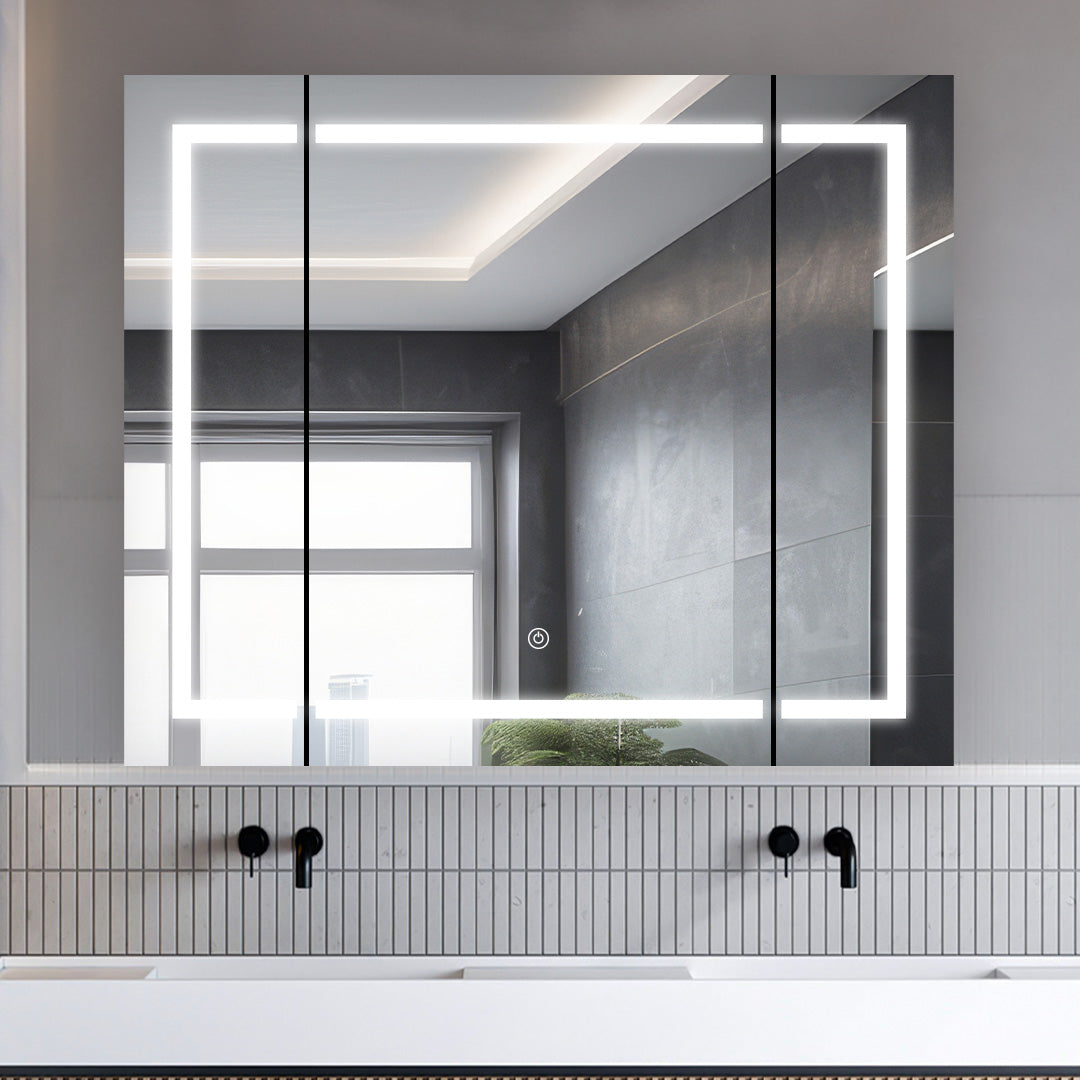 Aquadom Royale Plus 48" x 30" LED Lighted Medicine Cabinet With Defogger, Integrated LED 3X Magnifying Mirror and Electrical Outlet With USB