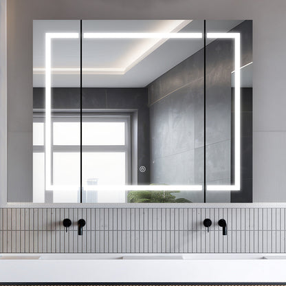 Aquadom Royale Plus 48" x 30" LED Lighted Medicine Cabinet With Defogger, Integrated LED 3X Magnifying Mirror and Electrical Outlet With USB