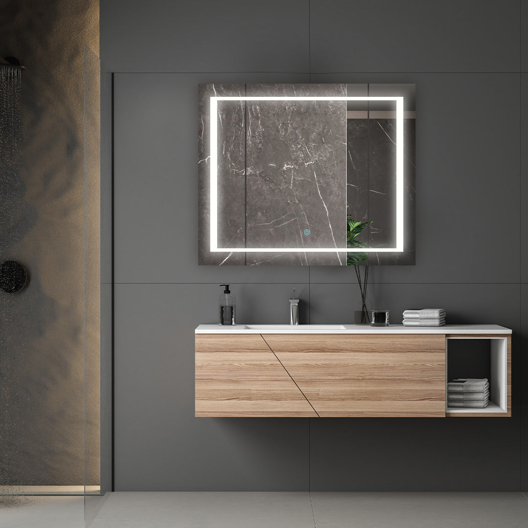 Aquadom Royale Plus 48" x 30" LED Lighted Medicine Cabinet With Defogger, Integrated LED 3X Magnifying Mirror and Electrical Outlet With USB