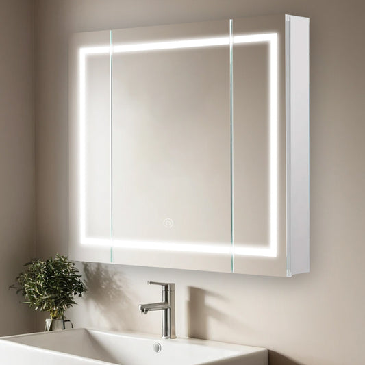 Aquadom Royale Plus 48" x 30" LED Lighted Medicine Cabinet With Defogger, Integrated LED 3X Magnifying Mirror and Electrical Outlet With USB