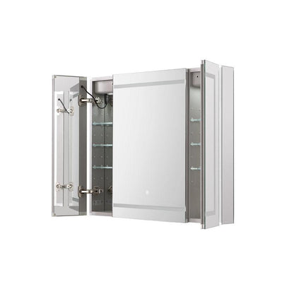 Aquadom Royale Plus 48" x 36" Triple-Door LED Lighted Medicine Cabinet With Defogger, Integrated LED 3X Magnifying Mirror and Electrical Outlet With USB