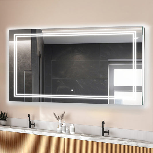 Aquadom SOHO 96" x 36" Rectangle Ultra-Slim Frame LED Lighted Bathroom Mirror With Defogger
