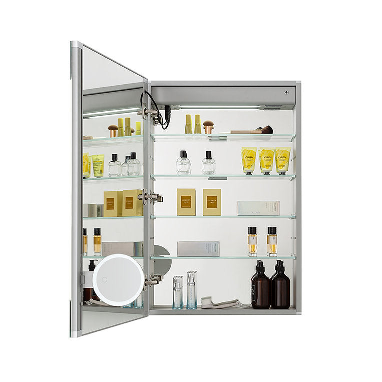 Aquadom Signature Royale 24" x 36" Rectangle Left Hinged Medicine Cabinet With Lighting, Defogger, Integrated LED 3X Magnifying Mirror And Electrical Outlet with USB