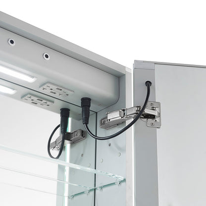 Aquadom Signature Royale 30" x 36" Rectangle Medicine Cabinet With Lighting, Defogger, Integrated LED 3X Magnifying Mirror And Electrical Outlet with USB