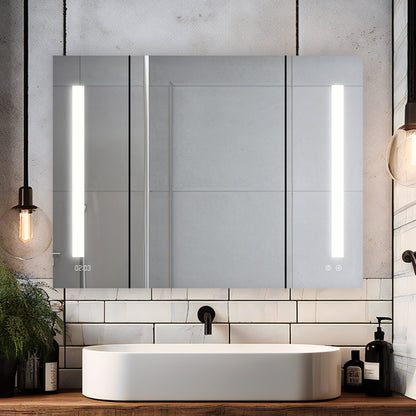 Aquadom Signature Royale 36" x 30" Triple-Door LED Lighted Medicine Cabinet With Defogger, Integrated LED 3X Magnifying Mirror and Electrical Outlet With USB