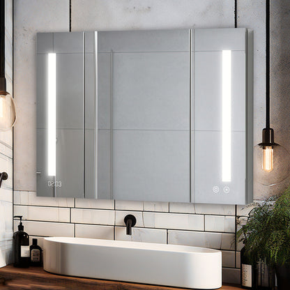 Aquadom Signature Royale 36" x 30" Triple-Door LED Lighted Medicine Cabinet With Defogger, Integrated LED 3X Magnifying Mirror and Electrical Outlet With USB