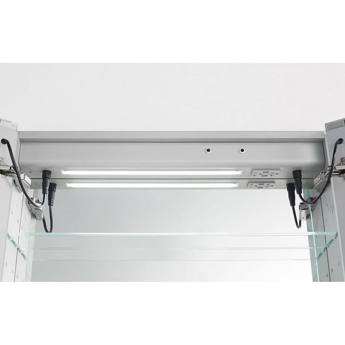 Aquadom Signature Royale 36" x 36" Double-Door LED Lighted Medicine Cabinet With Defogger, Integrated LED 3X Magnifying Mirror and Electrical Outlet With USB