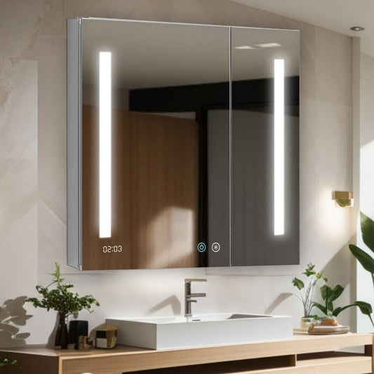 Aquadom Signature Royale 36" x 36" Double-Door LED Lighted Medicine Cabinet With Defogger, Integrated LED 3X Magnifying Mirror and Electrical Outlet With USB