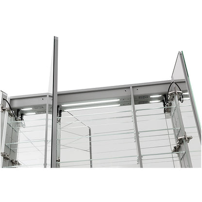 Aquadom Signature Royale 36" x 36" Triple-Door LED Lighted Medicine Cabinet With Defogger, Integrated LED 3X Magnifying Mirror and Electrical Outlet With USB