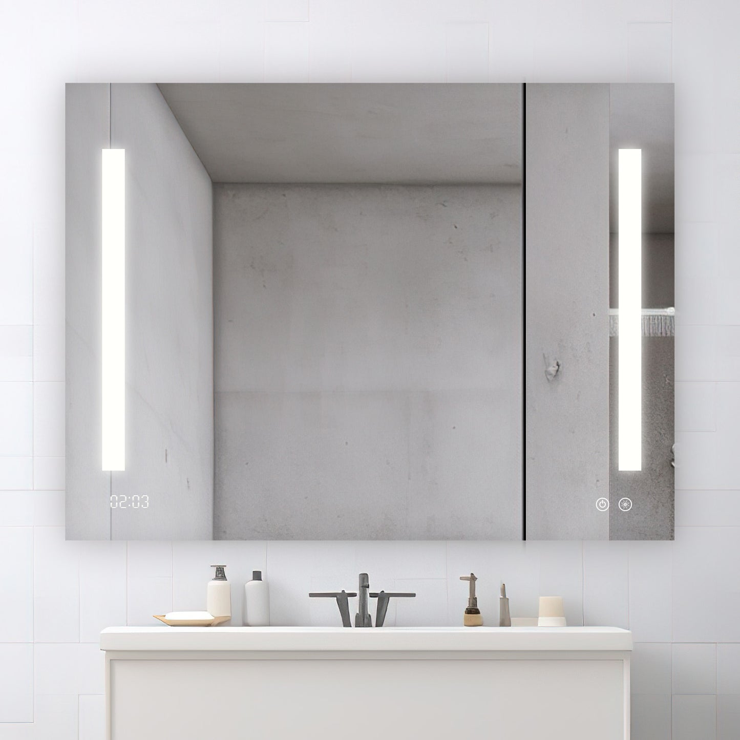 Aquadom Signature Royale 48" x 30" Triple-Door LED Lighted Medicine Cabinet With Defogger, Integrated LED 3X Magnifying Mirror and Electrical Outlet With USB