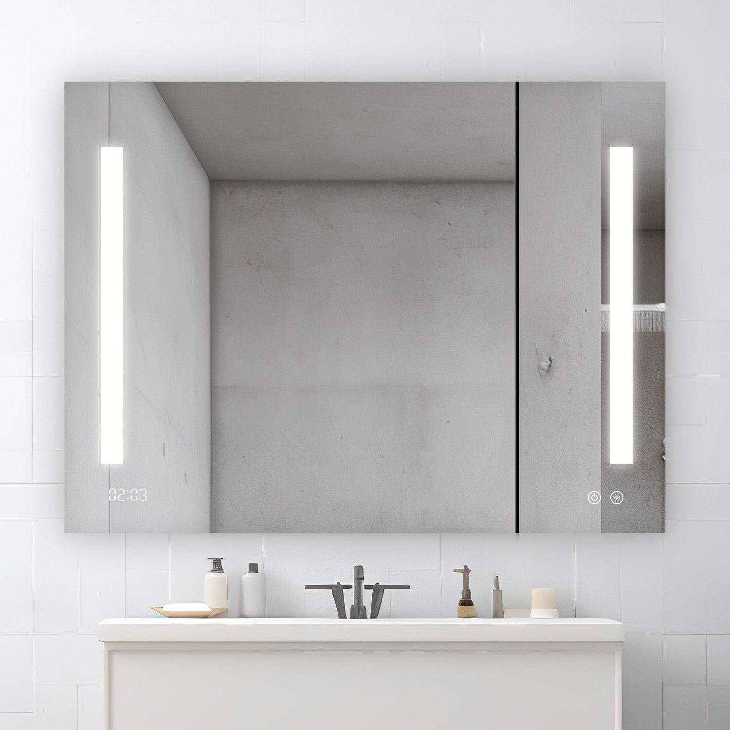 Aquadom Signature Royale 48" x 30" Triple-Door LED Lighted Medicine Cabinet With Defogger, Integrated LED 3X Magnifying Mirror and Electrical Outlet With USB