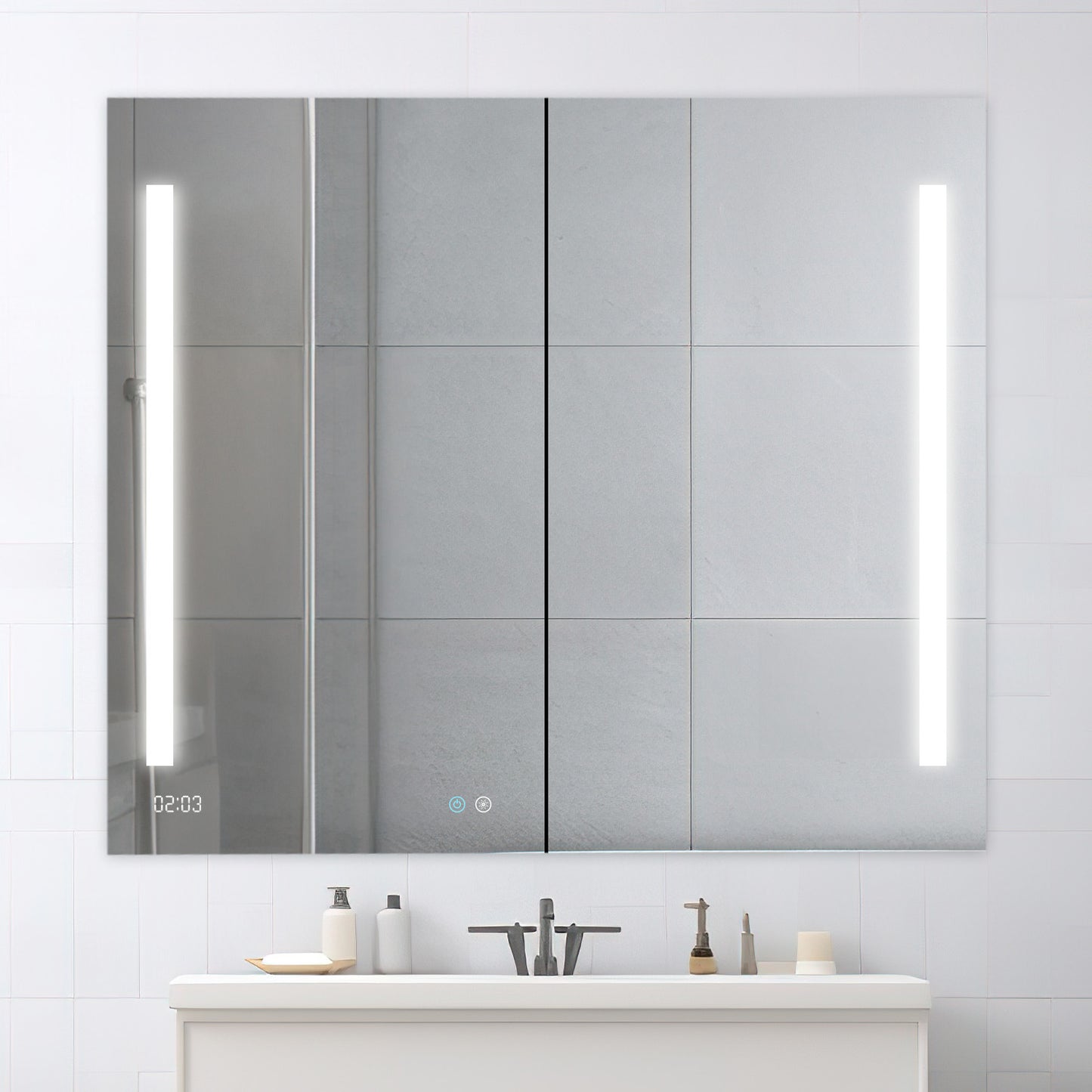 Aquadom Signature Royale 48" x 36" LED Lighted Medicine Cabinet With Defogger, Integrated LED 3X Magnifying Mirror and Electrical Outlet With USB