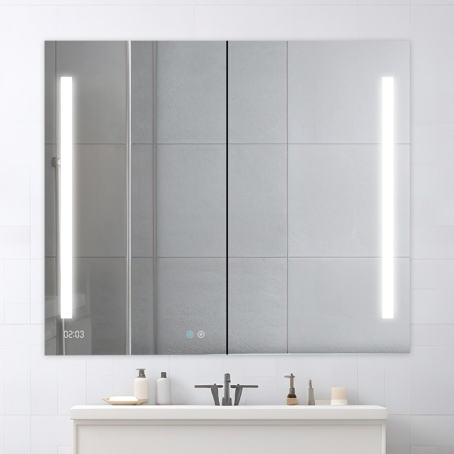 Aquadom Signature Royale 48" x 36" LED Lighted Medicine Cabinet With Defogger, Integrated LED 3X Magnifying Mirror and Electrical Outlet With USB