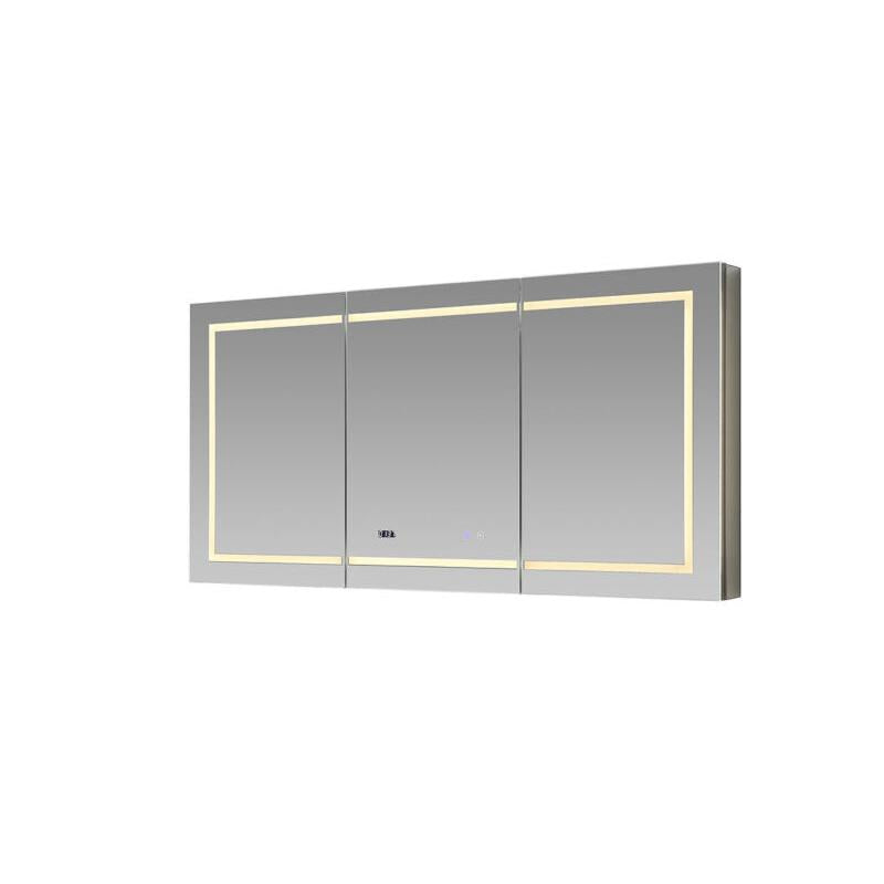 Aquadom Signature Royale 60" x 30" LED Lighted Medicine Cabinet With Defogger, Integrated LED 3X Magnifying Mirror and Electrical Outlet With USB