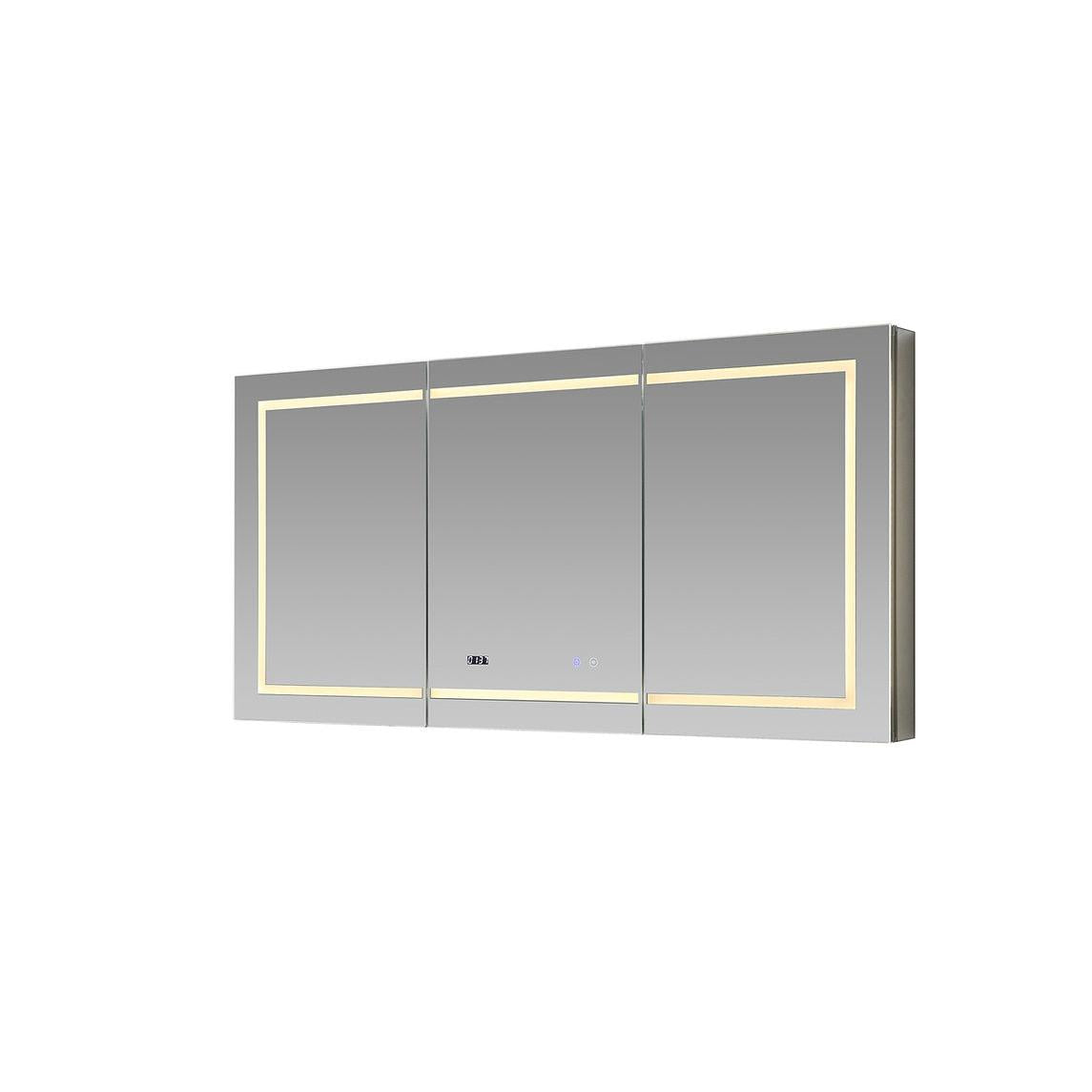Aquadom Signature Royale 60" x 36" Triple-Door LED Lighted Medicine Cabinet With Defogger, Integrated LED 3X Magnifying Mirror and Electrical Outlet With USB