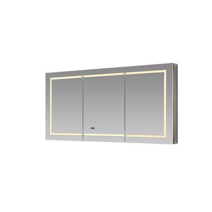 Aquadom Signature Royale 60" x 36" Triple-Door LED Lighted Medicine Cabinet With Defogger, Integrated LED 3X Magnifying Mirror and Electrical Outlet With USB