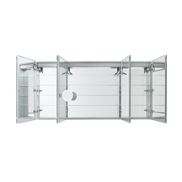 Aquadom Signature Royale 72" x 36" LED Lighted Medicine Cabinet With Defogger, Integrated LED 3X Magnifying Mirror and Electrical Outlet With USB