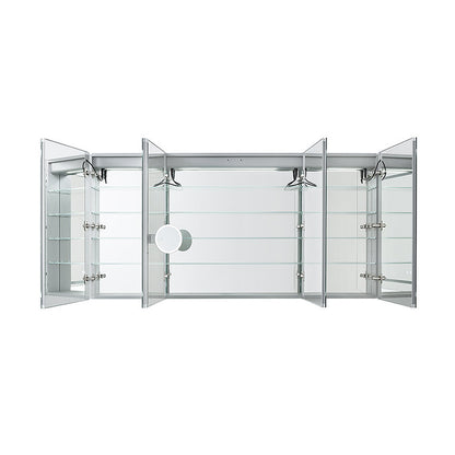 Aquadom Signature Royale 72" x 36" LED Lighted Medicine Cabinet With Defogger, Integrated LED 3X Magnifying Mirror and Electrical Outlet With USB