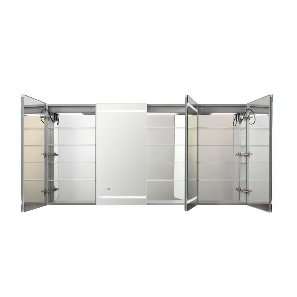 Aquadom Signature Royale 72" x 36" LED Lighted Medicine Cabinet With Defogger, Integrated LED 3X Magnifying Mirror and Electrical Outlet With USB