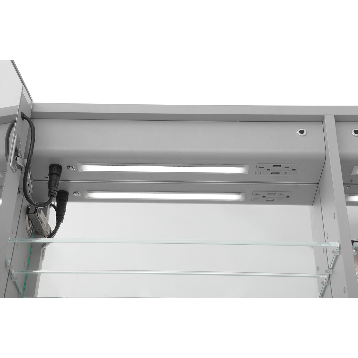 Aquadom Signature Royale 72" x 36" LED Lighted Medicine Cabinet With Defogger, Integrated LED 3X Magnifying Mirror and Electrical Outlet With USB