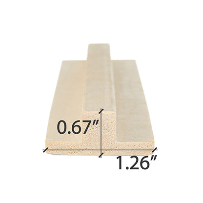 PROSAUNAS Aspen 1" x 2" x 1' Natural Aspen Wood T- Moulding Trim Moulding