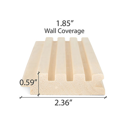 PROSAUNAS Aspen Groove-S 1" x 3" x 5' Natural Aspen Wood Tongue & Groove Sauna Wall Paneling
