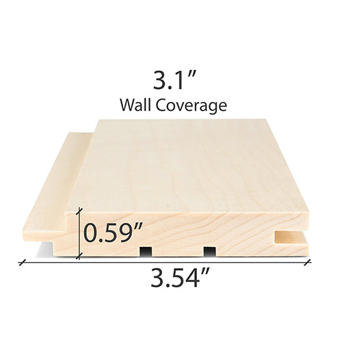 PROSAUNAS Aspen 1" x 4" x 4' Natural Aspen Wood Tongue & Groove, STS4 Profile Sauna Wall Paneling