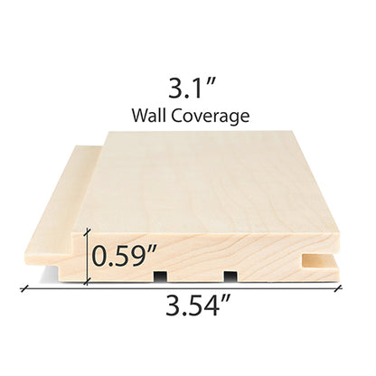 PROSAUNAS Aspen 1" x 4" x 4' Natural Aspen Wood Tongue & Groove, STS4 Profile Sauna Wall Paneling