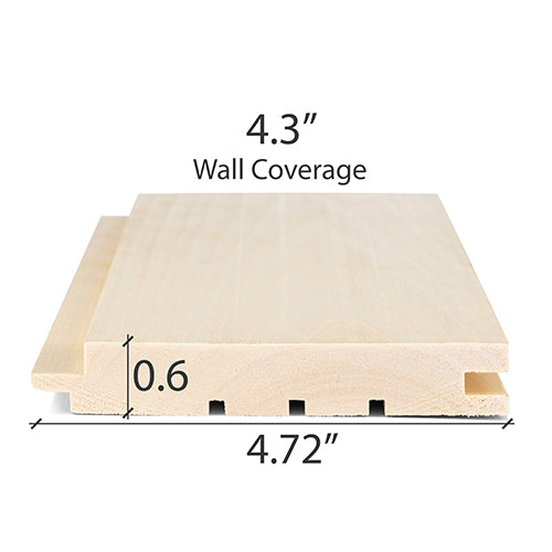 PROSAUNAS Aspen 1x5 6' Natural Aspen Wood Tongue & Groove, STS4 Profile Sauna Wall Paneling