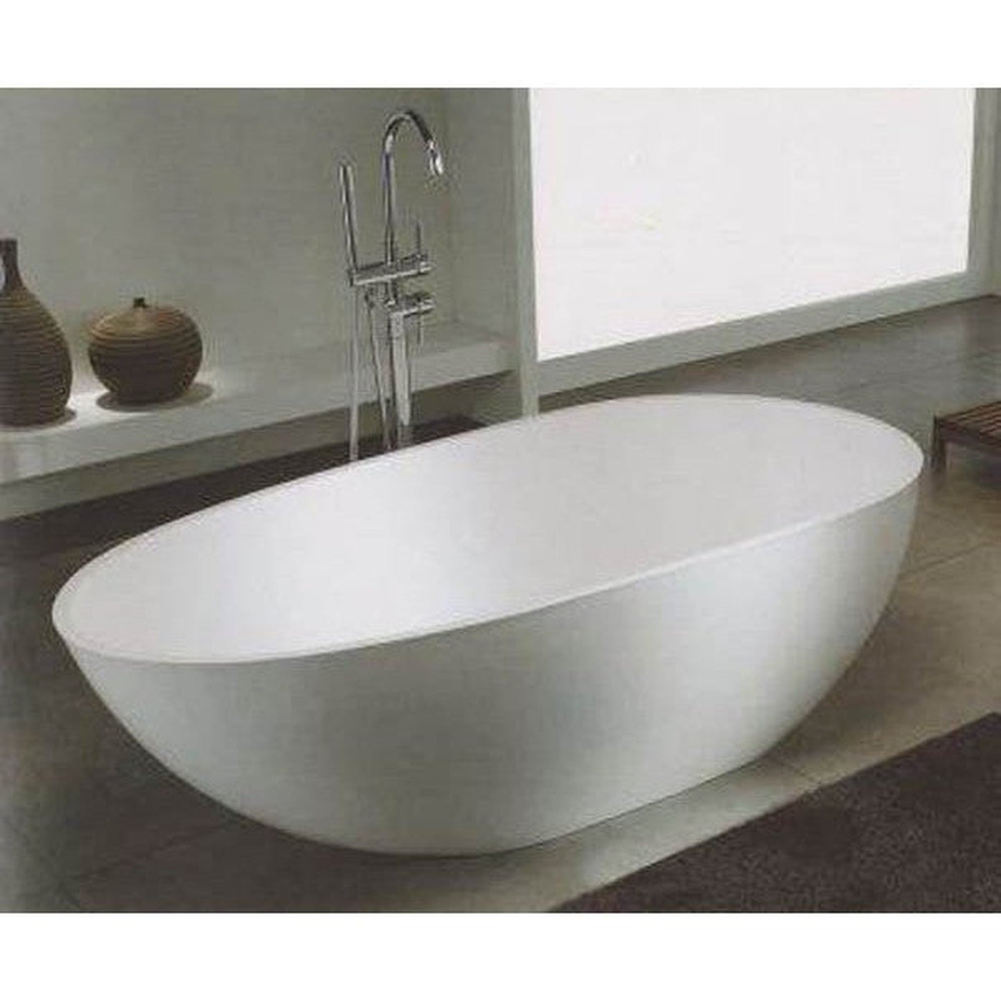 Atlantis Whirlpools Arnaud 67" x 33" White Freestanding Stone Resin Soaker Bathtub