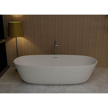 Atlantis Whirlpools Asaro 71" x 31" White Freestanding Stone Resin Soaker Bathtub