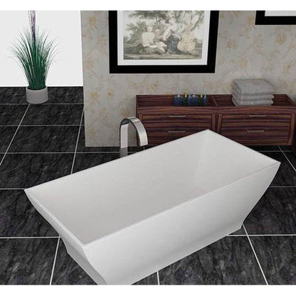Atlantis Whirlpools Blythe 71" x 31" White Freestanding Stone Resin Soaker Bathtub