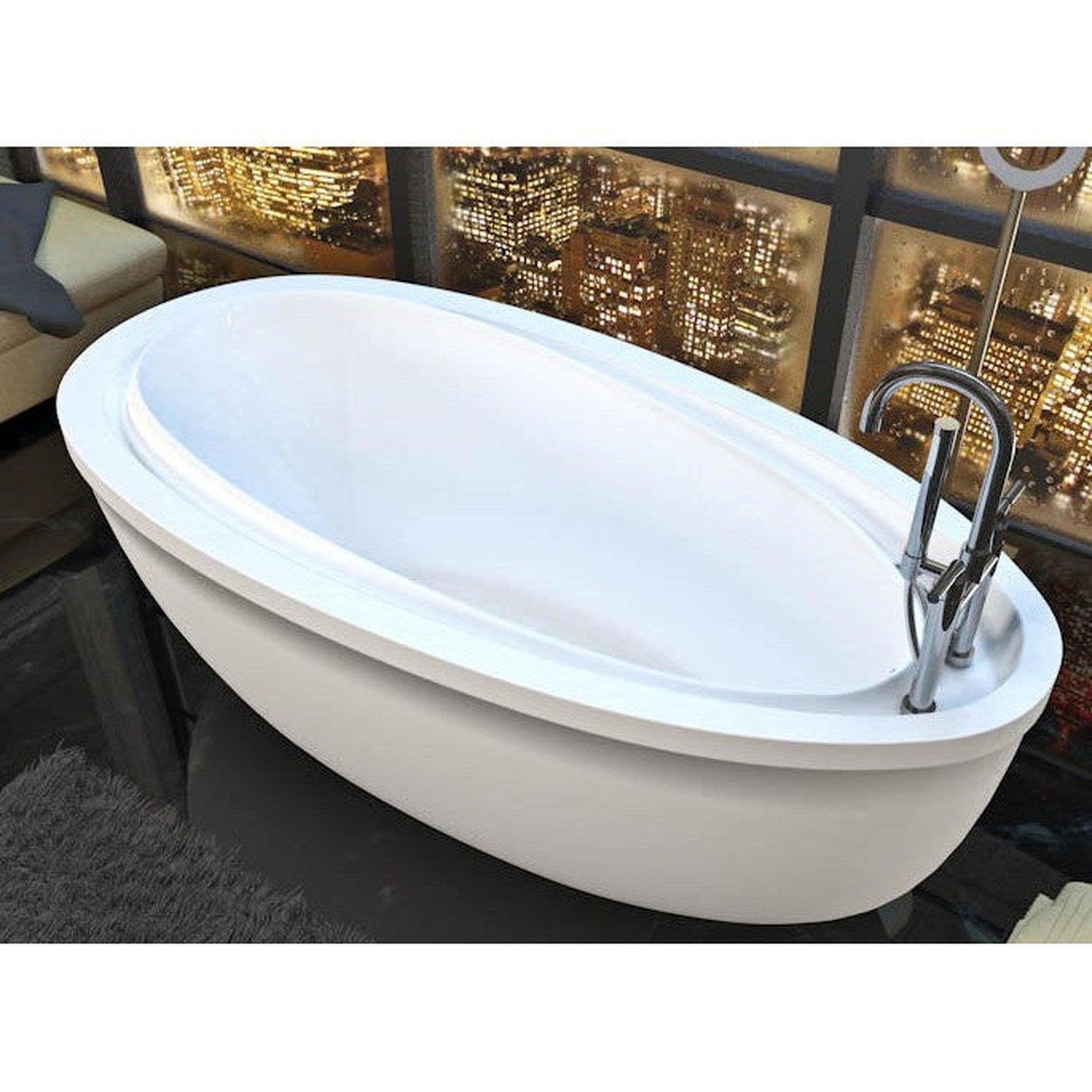 Atlantis Whirlpools Breeze 38" x 71" White Oval Freestanding Acrylic Air Jetted Bathtub