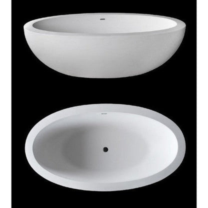 Atlantis Whirlpools Cabarita 75" x 41" White Freestanding Stone Resin Soaker Bathtub
