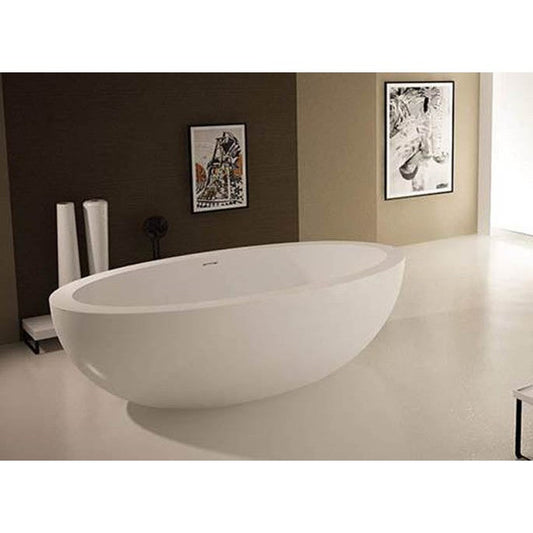 Atlantis Whirlpools Cabarita 75" x 41" White Freestanding Stone Resin Soaker Bathtub