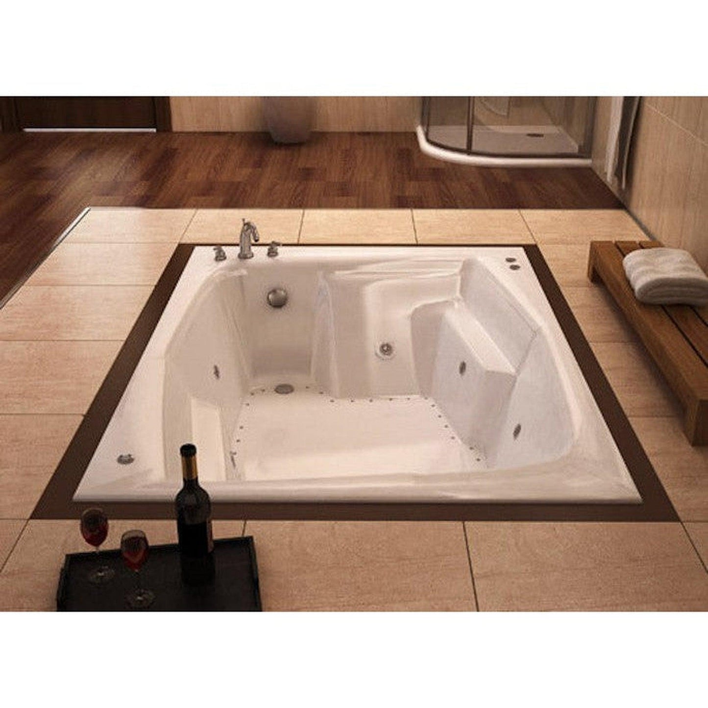 Atlantis Whirlpools Caresse 54" x 72" White Biscuit Acrylic Drop In Whirlpool Bathtub