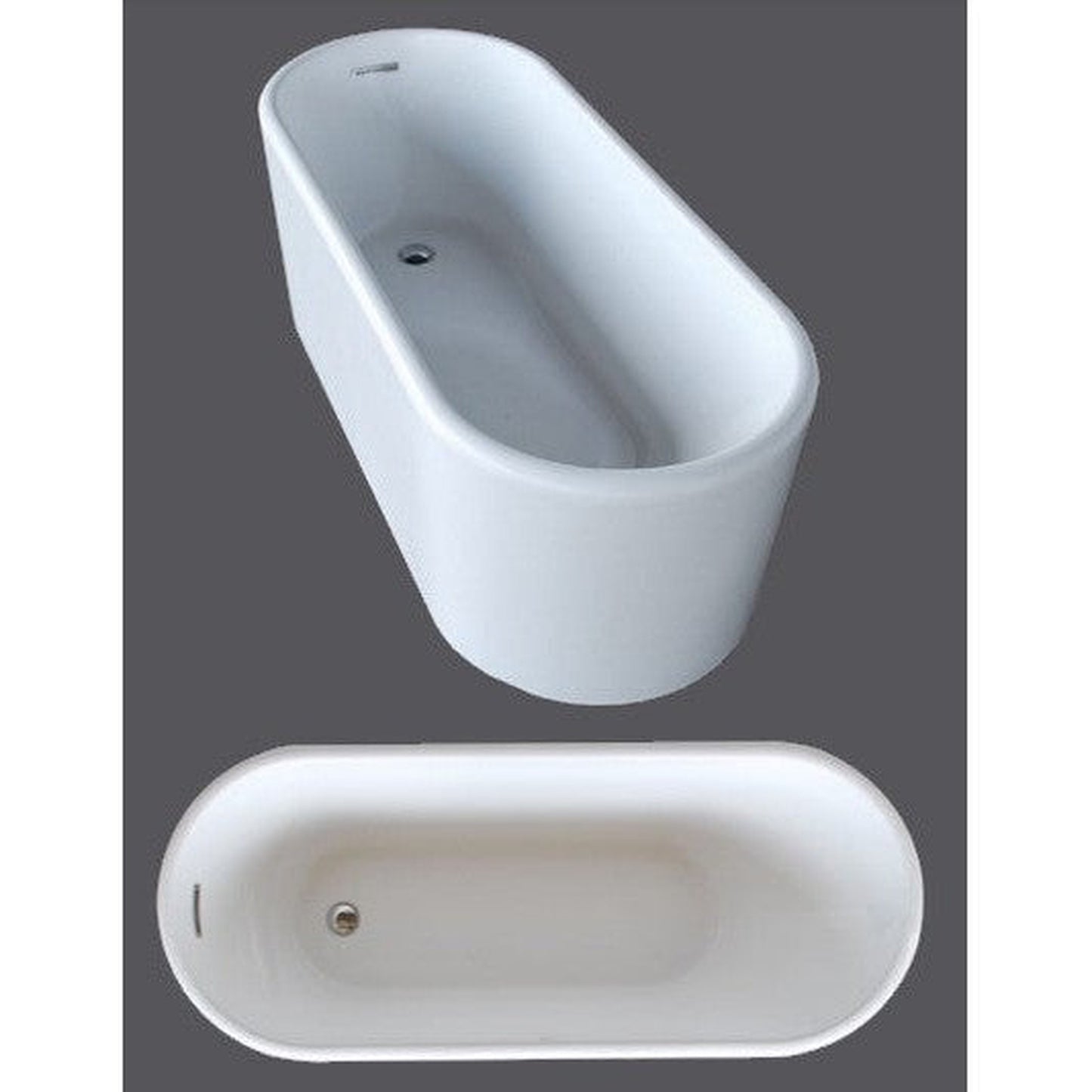 Atlantis Whirlpools Enza 67" x 28" White Freestanding Acrylic Soaker Bathtub