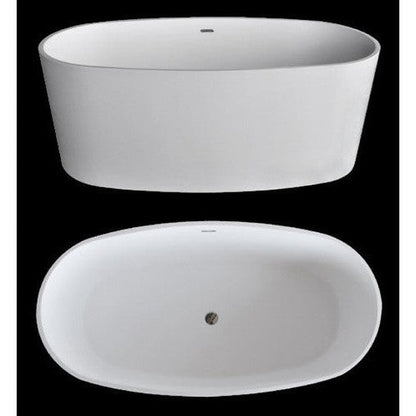 Atlantis Whirlpools Kurow 61" x 31" White Freestanding Stone Resin Soaker Bathtub