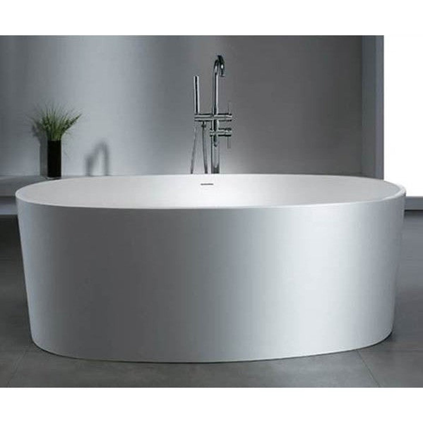 Atlantis Whirlpools Kurow 61" x 31" White Freestanding Stone Resin Soaker Bathtub