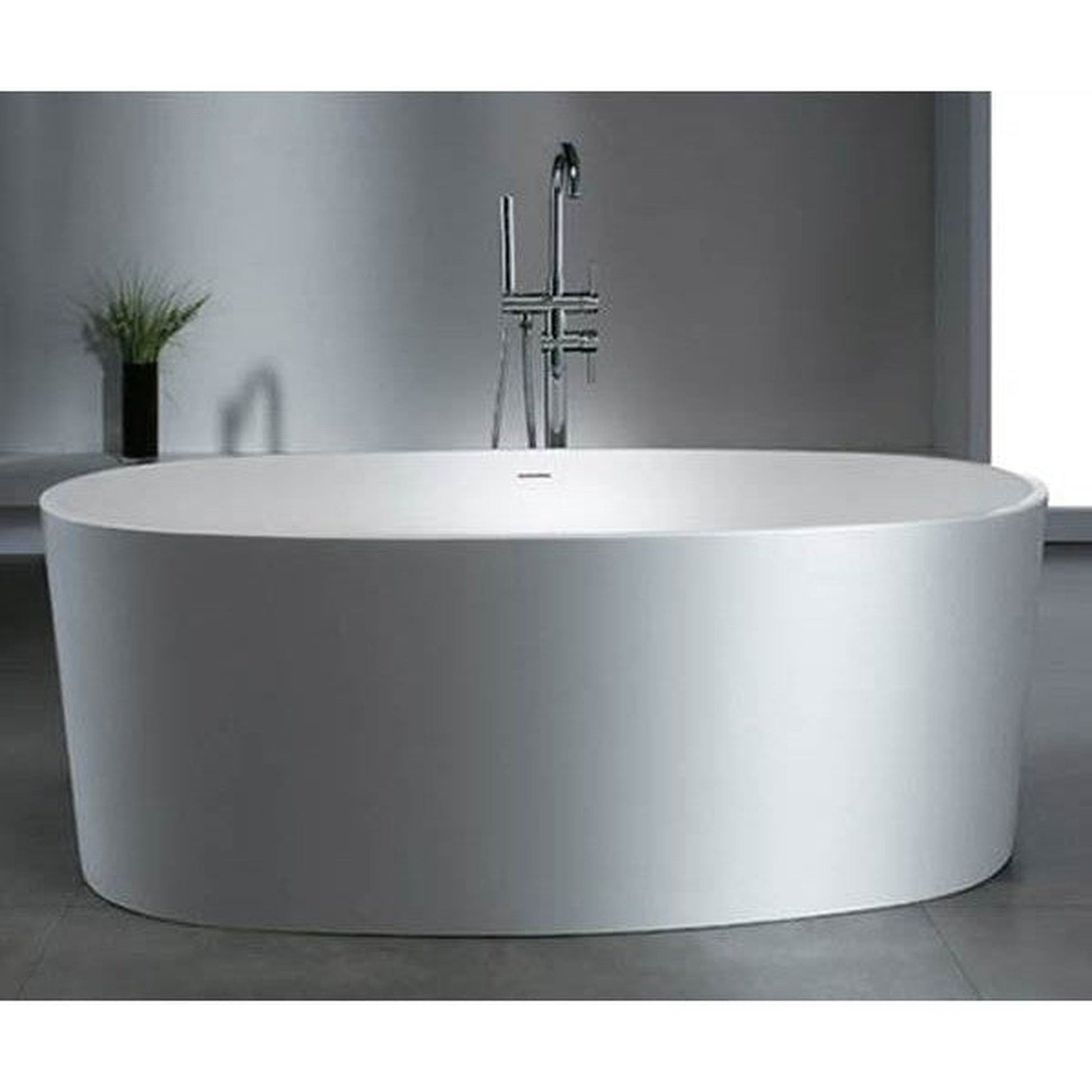 Atlantis Whirlpools Kurow 61" x 31" White Freestanding Stone Resin Soaker Bathtub