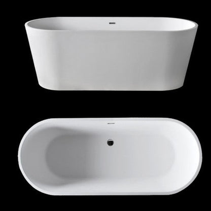 Atlantis Whirlpools Leith 67" x 28" White Freestanding Stone Resin Soaker Bathtub