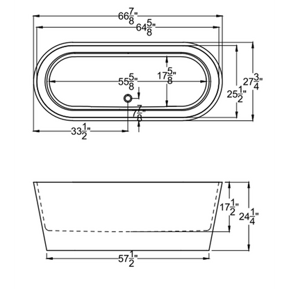 Atlantis Whirlpools Leith 67" x 28" White Freestanding Stone Resin Soaker Bathtub