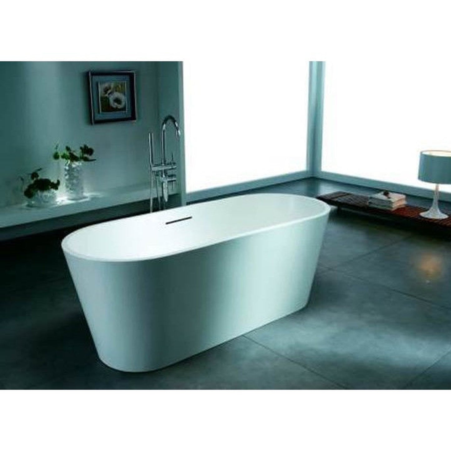 Atlantis Whirlpools Leith 67" x 28" White Freestanding Stone Resin Soaker Bathtub